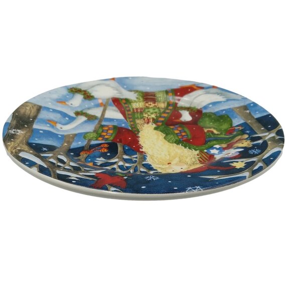 Santa With Geese Stoneware Plate 7.5" Debi Hron 2010 Gibson - Picture 3 of 7